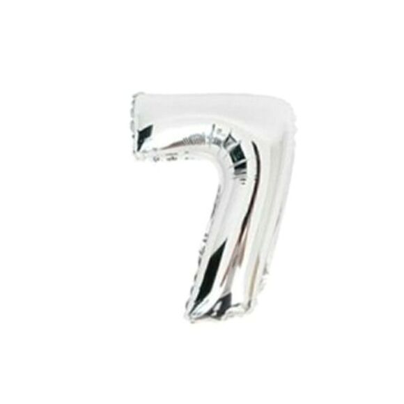 Number 7 Seven Silver Helium Air Balloon Party Engagement Birthday NWT 16" - Picture 1 of 2